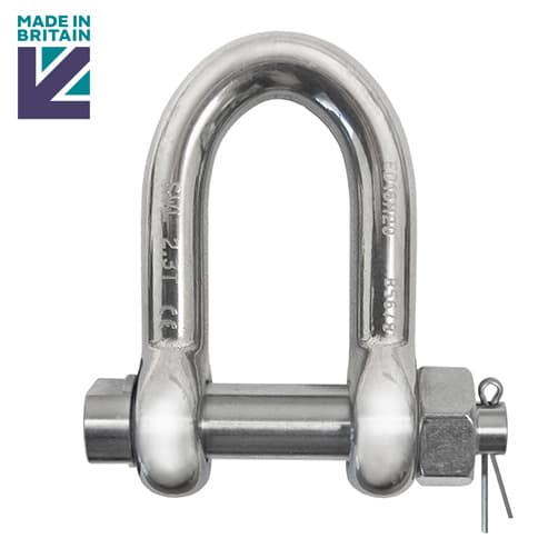 Stainless Steel Safety D Shackle with E Type Pin